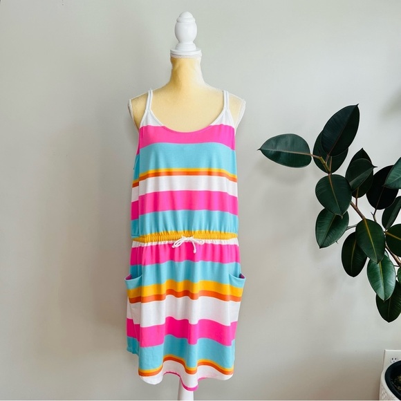 Cato drawstring waist striped dress - Picture 1 of 5